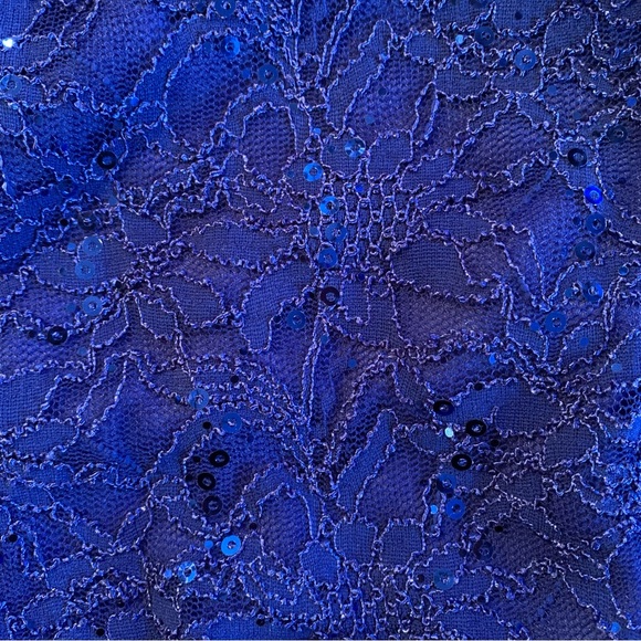 Le Chateau Cobalt Blue Sequin Lace Long Sleeve Cocktail Dress Size XS NWT - Picture 6 of 10